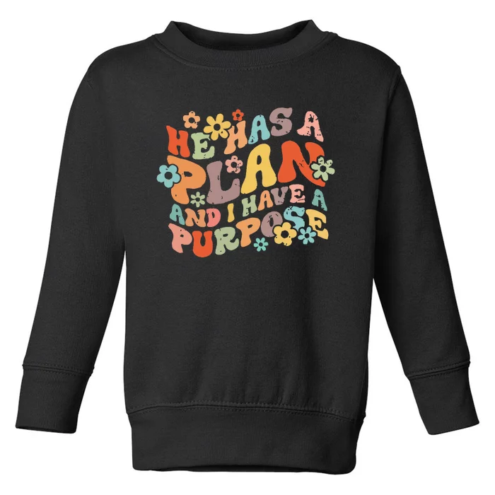 Retro Groovy He Has A Plan And I Have A Purpose Christian Toddler Sweatshirt