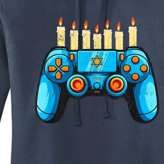 Retro Gamepad Happy Hanukkah Funny Pajama Family Matching Women's Pullover Hoodie