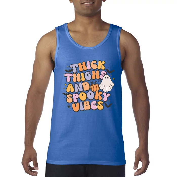 Retro Groovy Halloween Thick Thighs And Spooky Vibes Meaningful Gift Tank Top