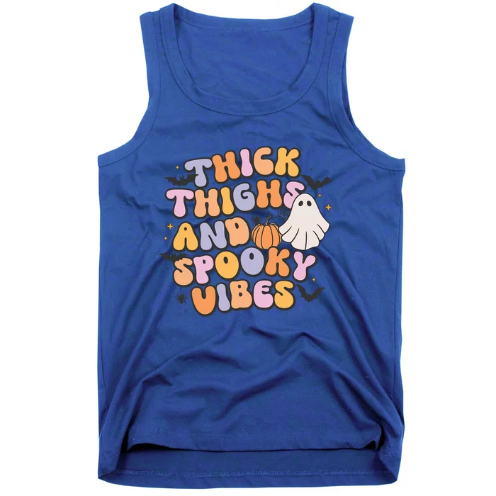 Retro Groovy Halloween Thick Thighs And Spooky Vibes Meaningful Gift Tank Top