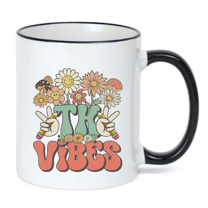 Retro Groovy Hippie Wildflower Daisy Tk Teachers Girl Gift Black Color Changing Mug