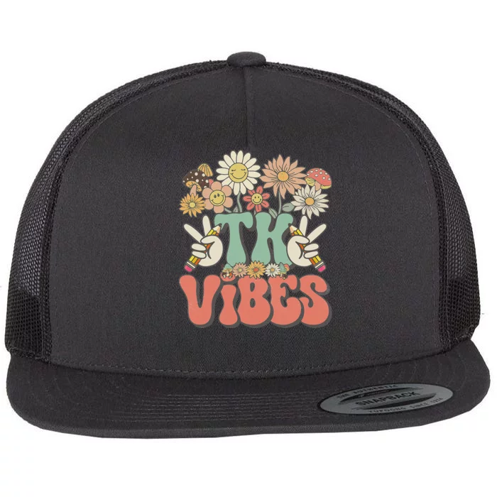 Retro Groovy Hippie Wildflower Daisy Tk Teachers Girl Gift Flat Bill Trucker Hat