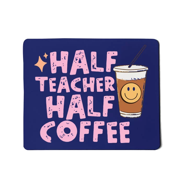 Retro Groovy Half Teacher Half Coffee Happy Teachers Day Mousepad