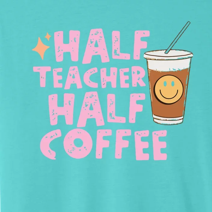 Retro Groovy Half Teacher Half Coffee Happy Teachers Day ChromaSoft Performance T-Shirt