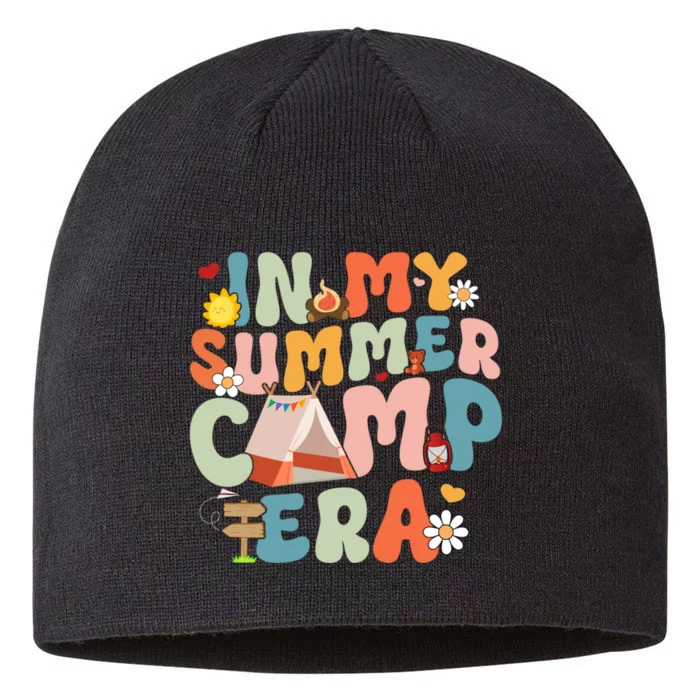 Retro Groovy In My Summer Camp Era Summer Camp Camping Funny Christmas In July 8 1/2in Sustainable Knit Beanie