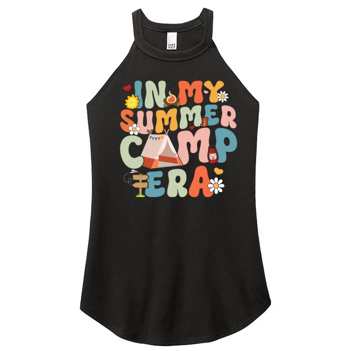 Retro Groovy In My Summer Camp Era Summer Camp Camping Funny Christmas In July Women’s Perfect Tri Rocker Tank