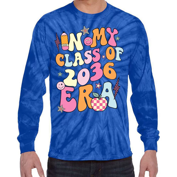 Retro Groovy In My Class Of 2036 Era Class Of 2036 Graduate Gift Tie-Dye Long Sleeve Shirt