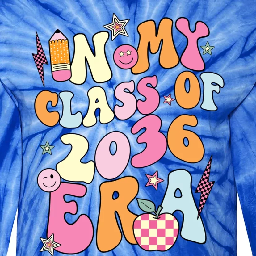 Retro Groovy In My Class Of 2036 Era Class Of 2036 Graduate Gift Tie-Dye Long Sleeve Shirt