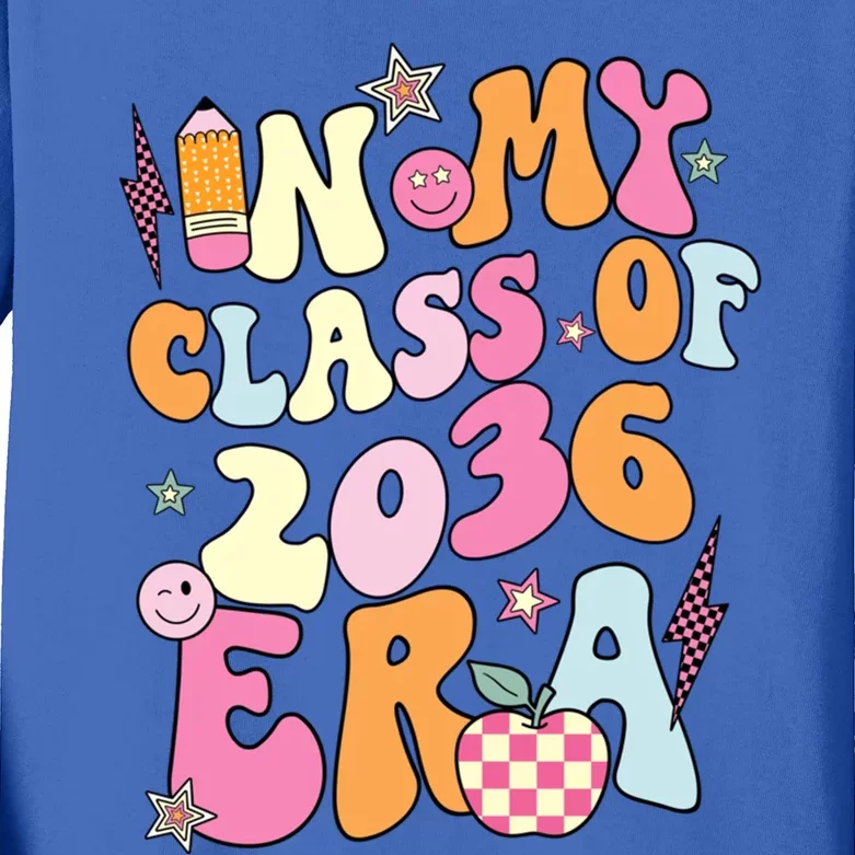 Retro Groovy In My Class Of 2036 Era Class Of 2036 Graduate Gift Kids Long Sleeve Shirt