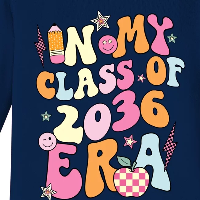 Retro Groovy In My Class Of 2036 Era Class Of 2036 Graduate Gift Baby Long Sleeve Bodysuit