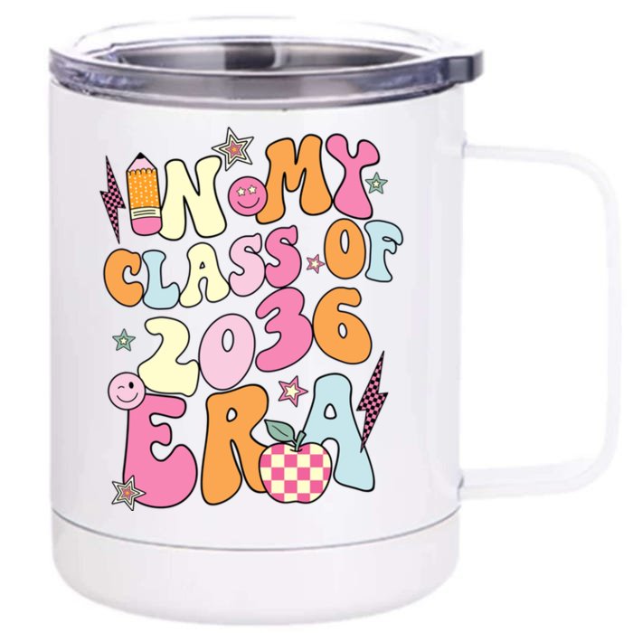 Retro Groovy In My Class Of 2036 Era Class Of 2036 Graduate Gift Front & Back 12oz Stainless Steel Tumbler Cup