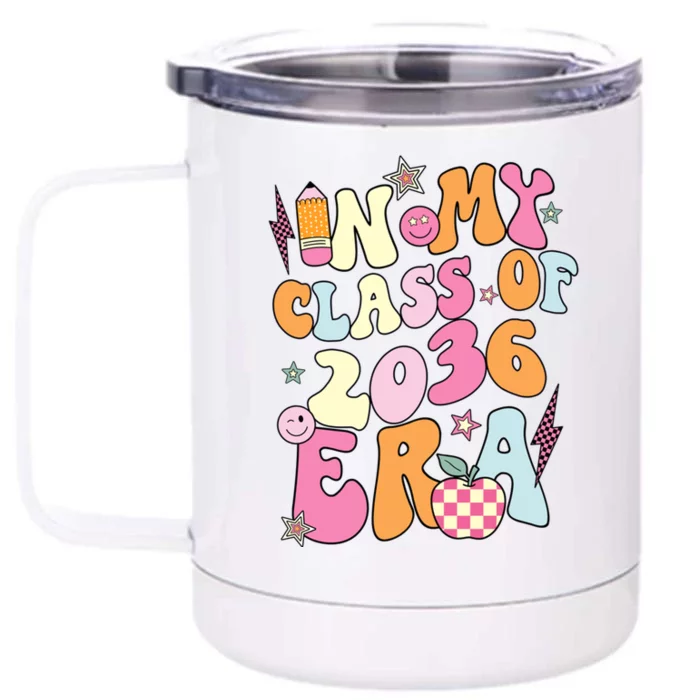 Retro Groovy In My Class Of 2036 Era Class Of 2036 Graduate Gift Front & Back 12oz Stainless Steel Tumbler Cup