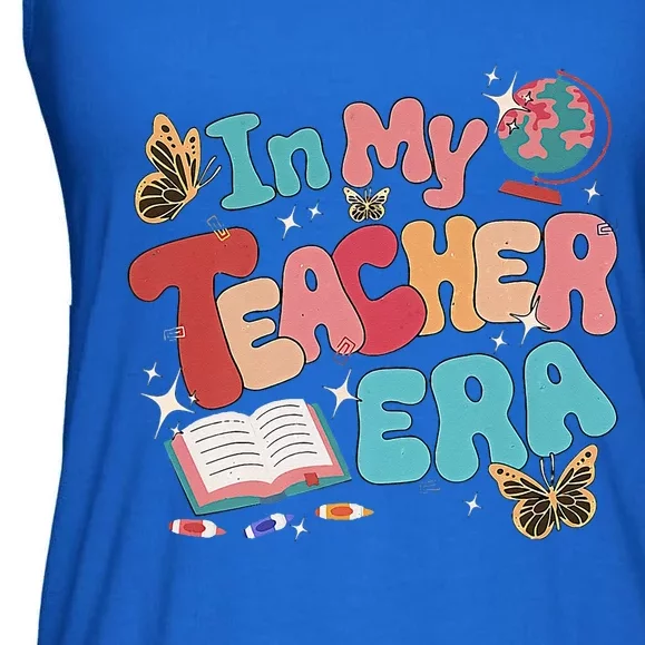 Retro Groovy In My Teacher Era Teaching Life Back To School Ladies Essential Flowy Tank