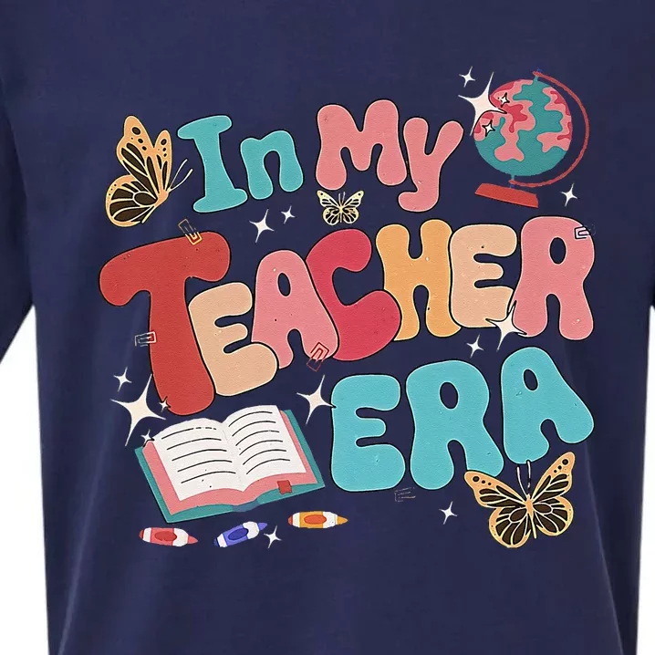 Retro Groovy In My Teacher Era Teaching Life Back To School Sueded Cloud Jersey T-Shirt