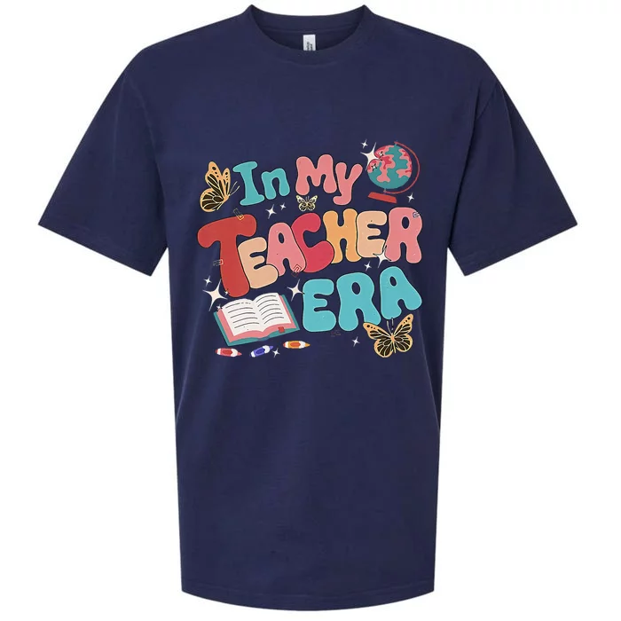 Retro Groovy In My Teacher Era Teaching Life Back To School Sueded Cloud Jersey T-Shirt