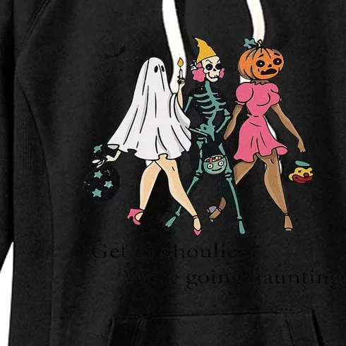 Retro Get In Ghoulies Were Going Haunting Halloween Vibes Women's Fleece Hoodie