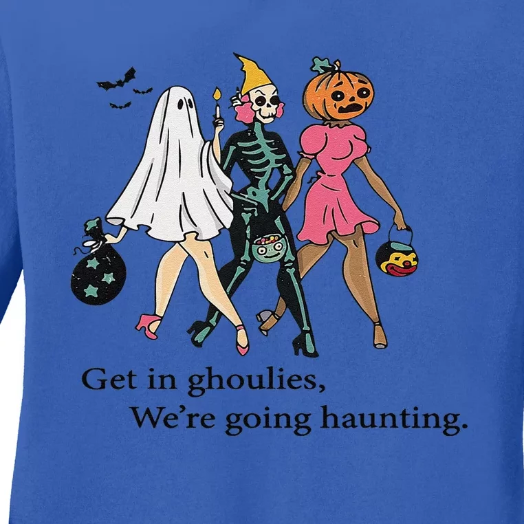 Retro Get In Ghoulies Were Going Haunting Halloween Vibes Ladies Long Sleeve Shirt