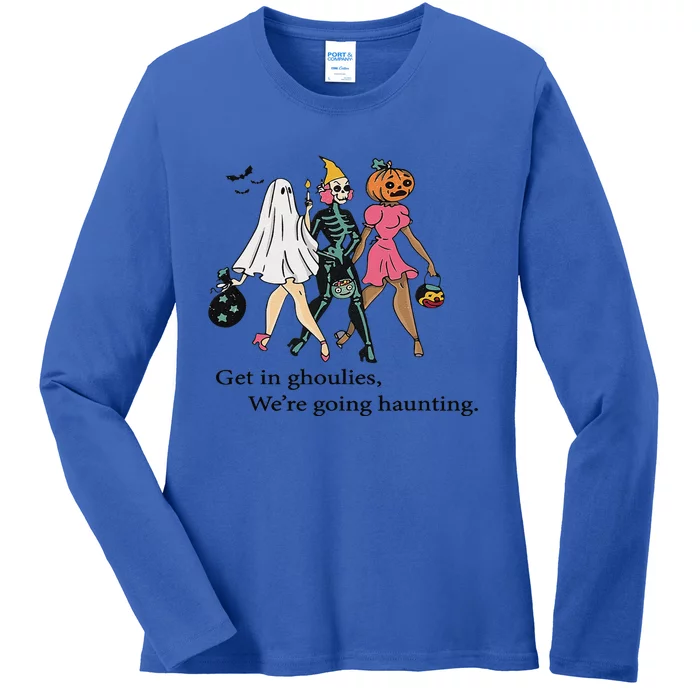 Retro Get In Ghoulies Were Going Haunting Halloween Vibes Ladies Long Sleeve Shirt