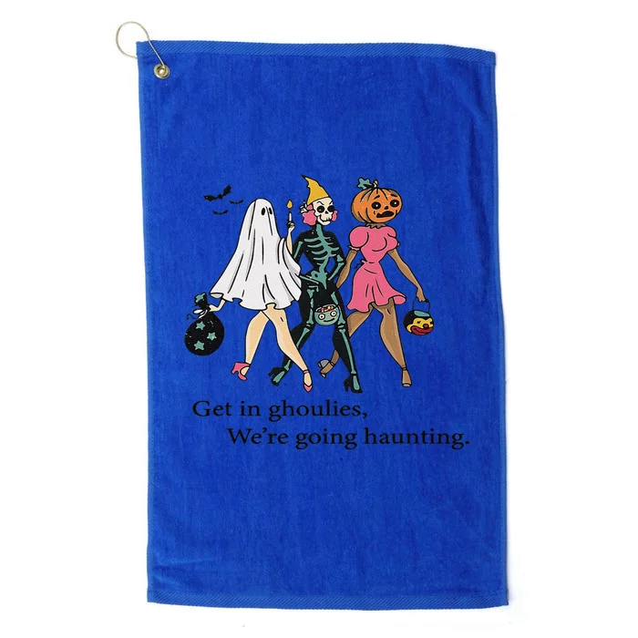 Retro Get In Ghoulies Were Going Haunting Halloween Vibes Platinum Collection Golf Towel