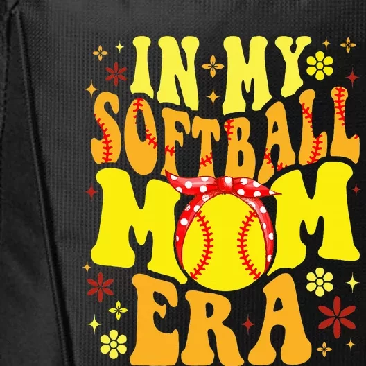 Retro Groovy In My Softball Mom Era Softball Mama Mom Life City Backpack