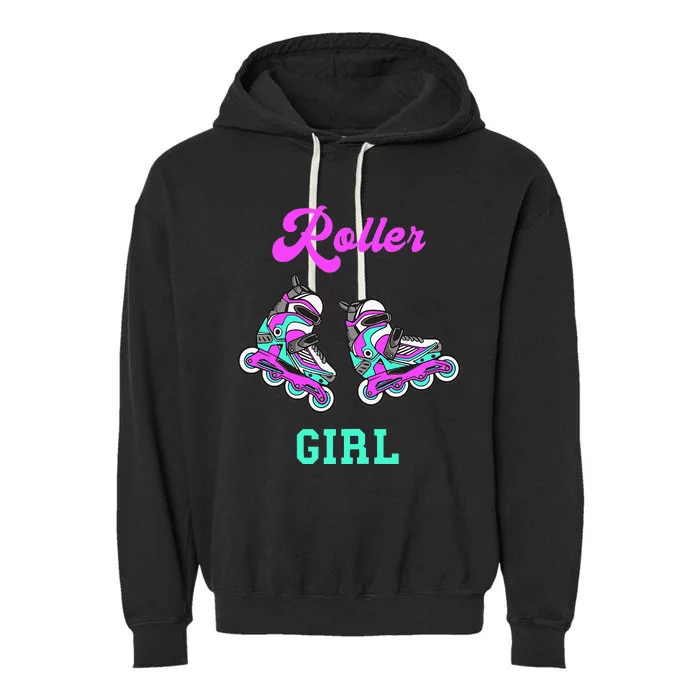 Roller Girl Inline Skating Roller Blades Derby Skater Sport Garment-Dyed Fleece Hoodie