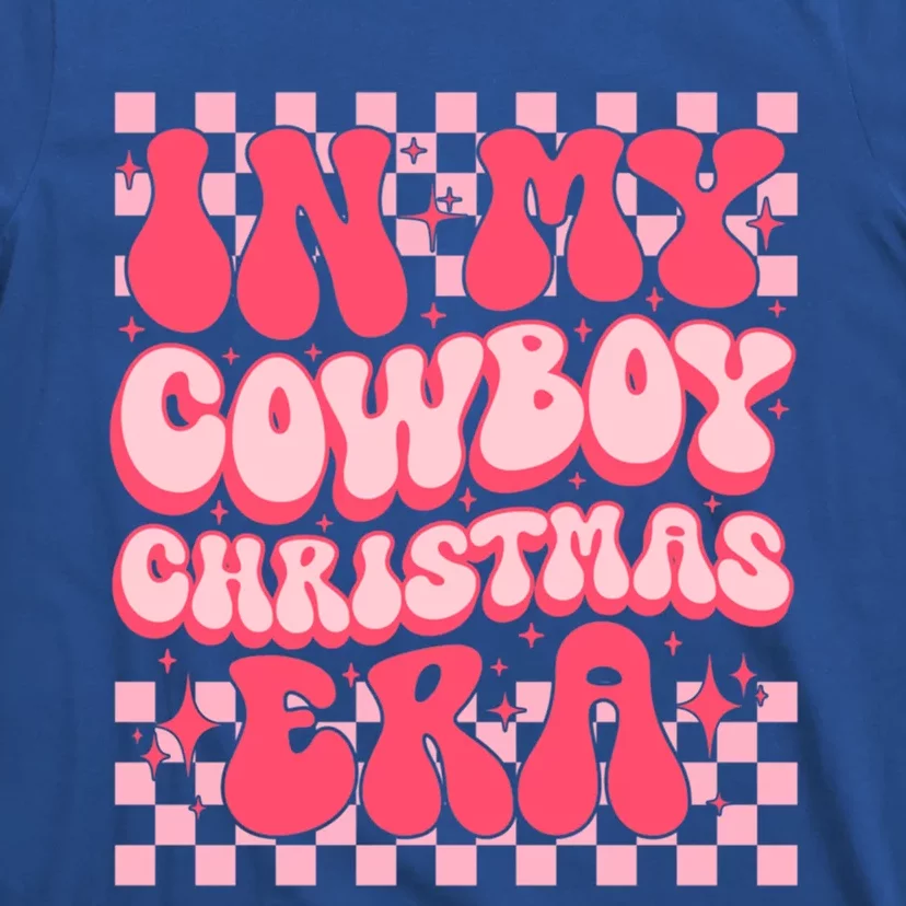 Retro Groovy In My Cow Christmas Era Pink Christmas Gift T-Shirt