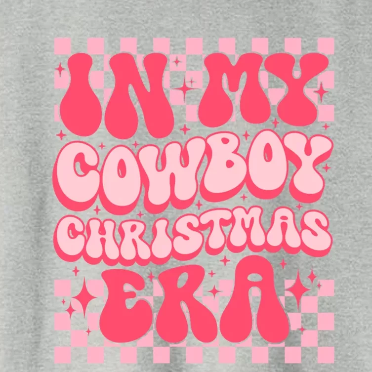 Retro Groovy In My Cow Christmas Era Pink Christmas Gift Women's Crop Top Tee