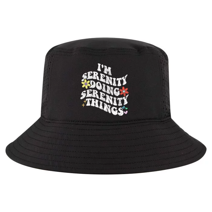 Retro Groovy Im Serenity Doing Serenity Things Funny Cool Comfort Performance Bucket Hat