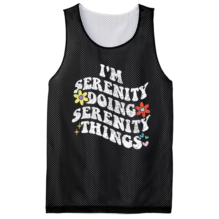 Retro Groovy Im Serenity Doing Serenity Things Funny Mesh Reversible Basketball Jersey Tank