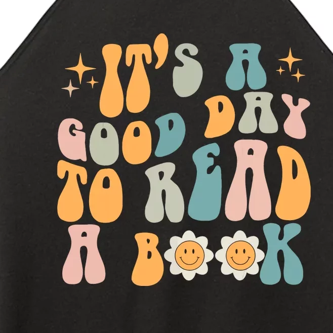 Retro Groovy Its A Good Day To Read A Book Women’s Perfect Tri Rocker Tank