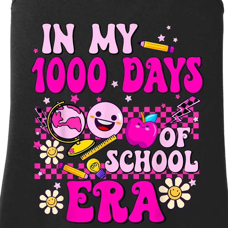 Retro Groovy In My 1000 Days Of School Era 1000 Days Smarter Ladies Essential Tank