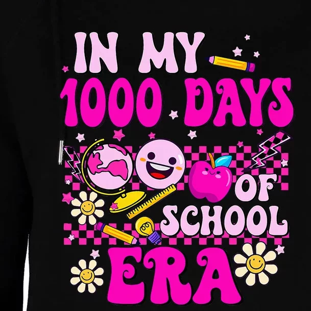 Retro Groovy In My 1000 Days Of School Era 1000 Days Smarter Womens Funnel Neck Pullover Hood