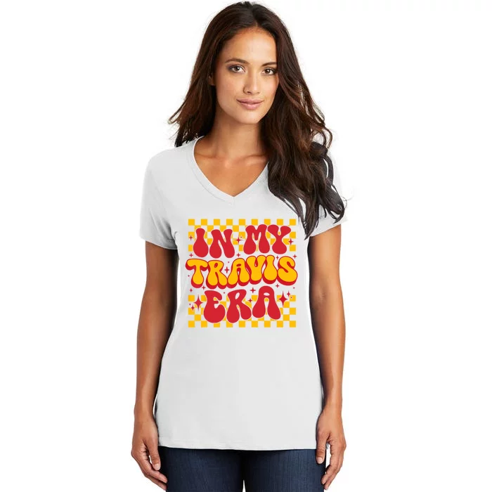 Retro Groovy In My Travis Era Women's V-Neck T-Shirt