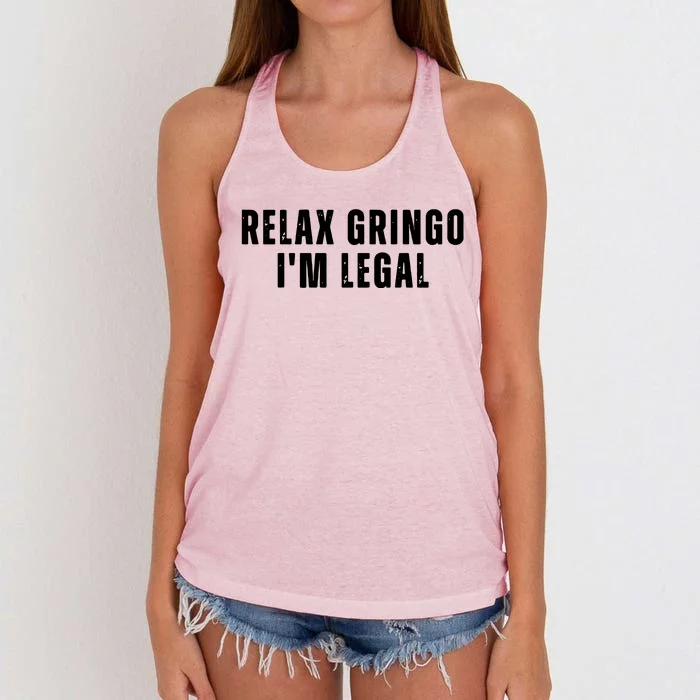 Relax Gringo Im Legal Funny Immigration Women's Knotted Racerback Tank