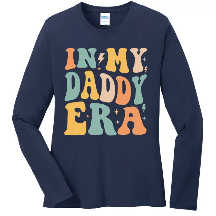 Retro Groovy In My Daddy Era FatherS Day Ladies Long Sleeve Shirt