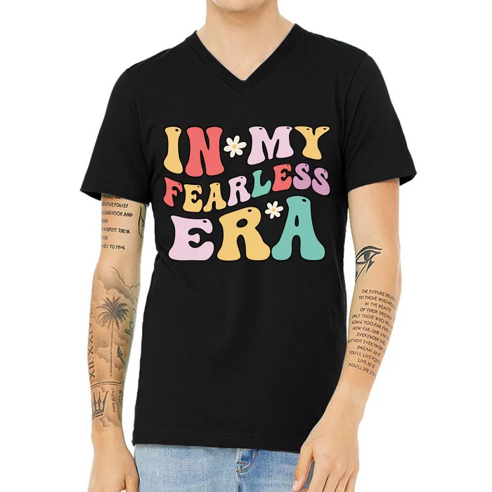 Retro Groovy In My Fearless Era Vintage V-Neck T-Shirt