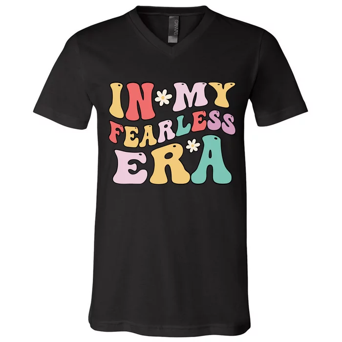 Retro Groovy In My Fearless Era Vintage V-Neck T-Shirt