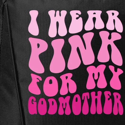 Retro Groovy I Wear Pink For My Godmother Breast Cancer Awareness City Backpack