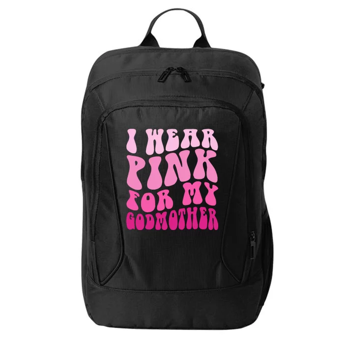 Retro Groovy I Wear Pink For My Godmother Breast Cancer Awareness City Backpack