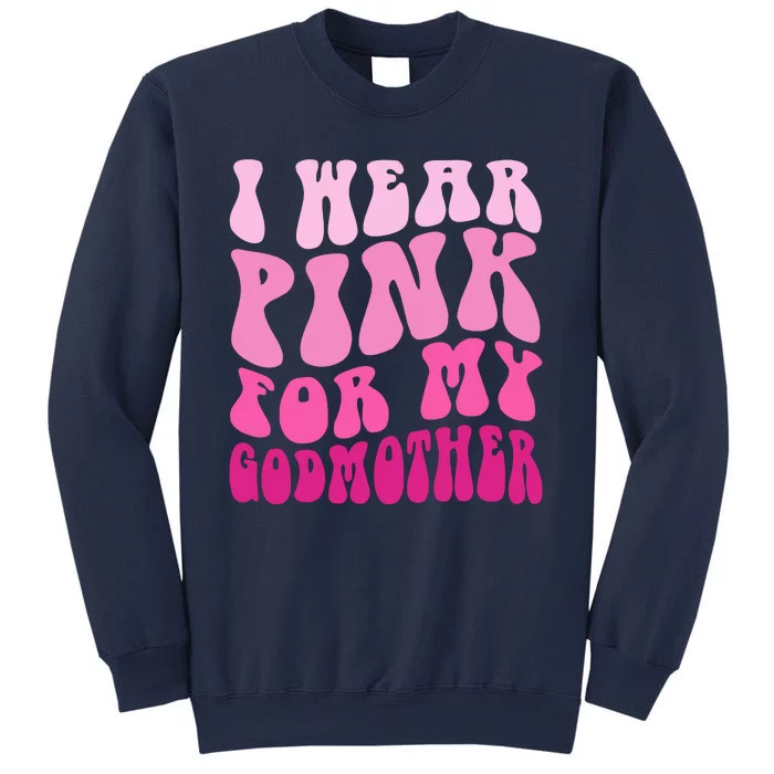 Retro Groovy I Wear Pink For My Godmother Breast Cancer Awareness Sweatshirt