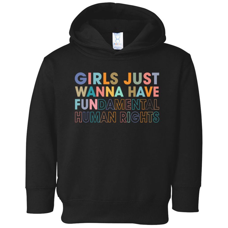 Retro Girls Just Wanna Have Fundamental Human Rights Women's Rights Feminist Toddler Hoodie
