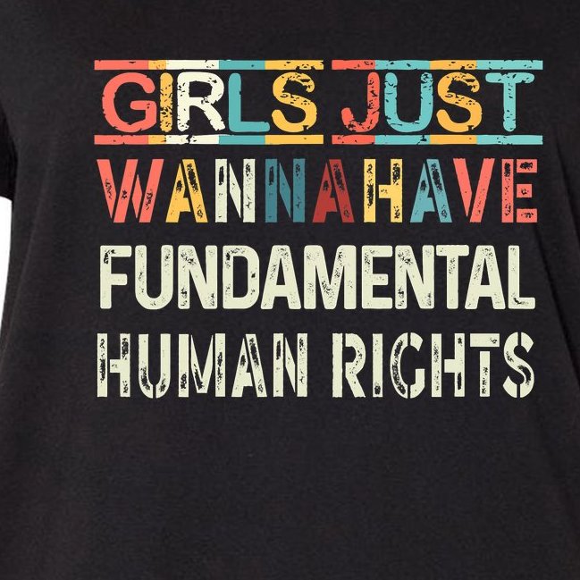 Retro Girls Just Wanna Have Fundamental Rights Women's V-Neck Plus Size T-Shirt