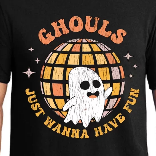 Retro Ghouls Just Wanna Have Fun Groovy Ghost Halloween Gift Pajama Set