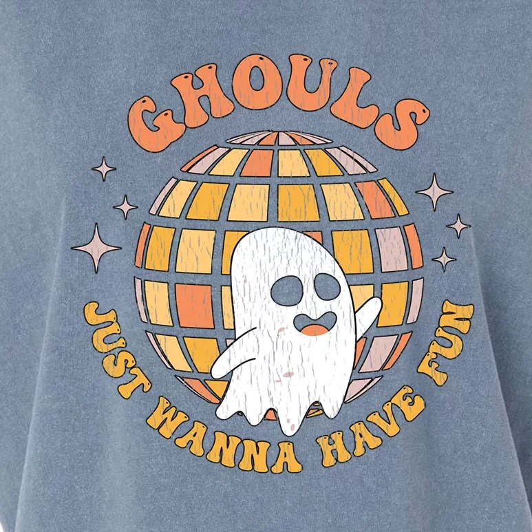 Retro Ghouls Just Wanna Have Fun Groovy Ghost Halloween Gift Garment-Dyed Women's Muscle Tee