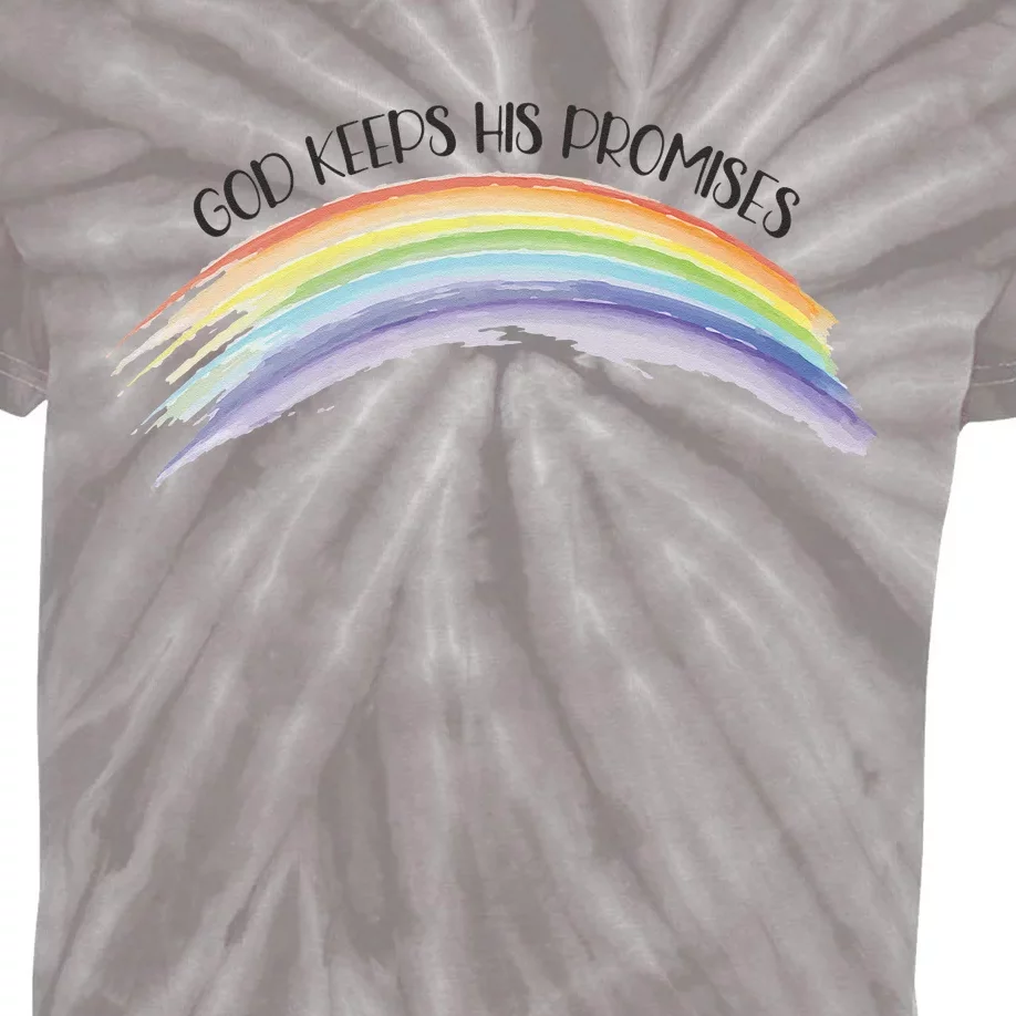 Rainbow God Keeps His Promises, Christian Religious Faith Kids Tie-Dye T-Shirt