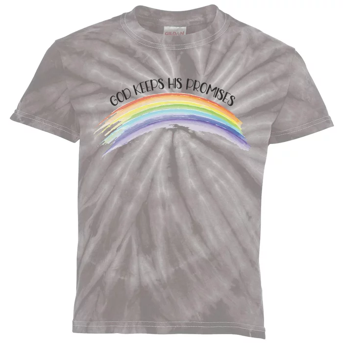 Rainbow God Keeps His Promises, Christian Religious Faith Kids Tie-Dye T-Shirt