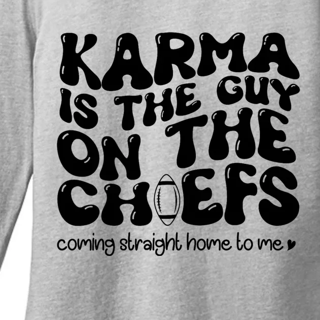 Retro Groovy Karma Is The Guy On The Chief Womens CVC Long Sleeve Shirt