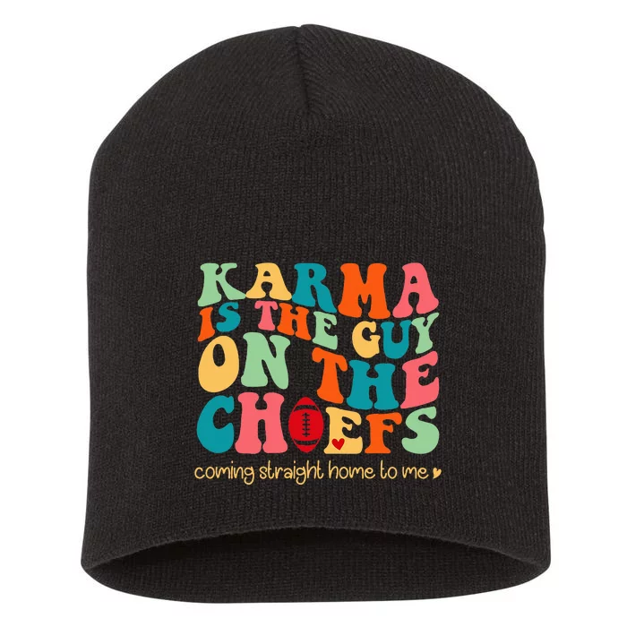 Retro Groovy Karma Is the Guy on the Chief Short Acrylic Beanie