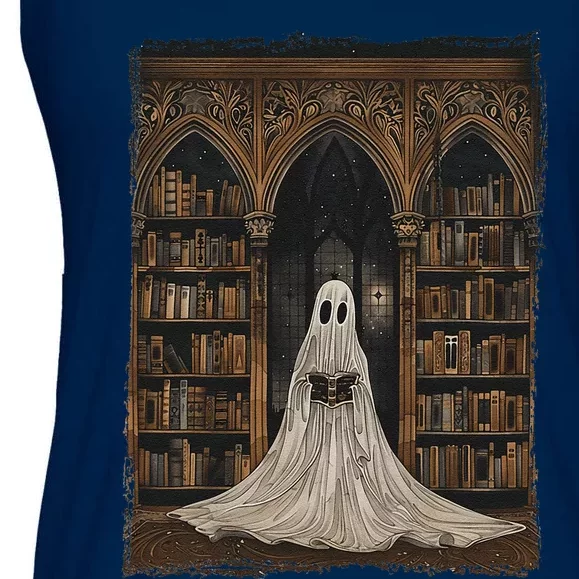 Reading Ghost Library Halloween Librarian Book Lovers Ladies Essential Flowy Tank