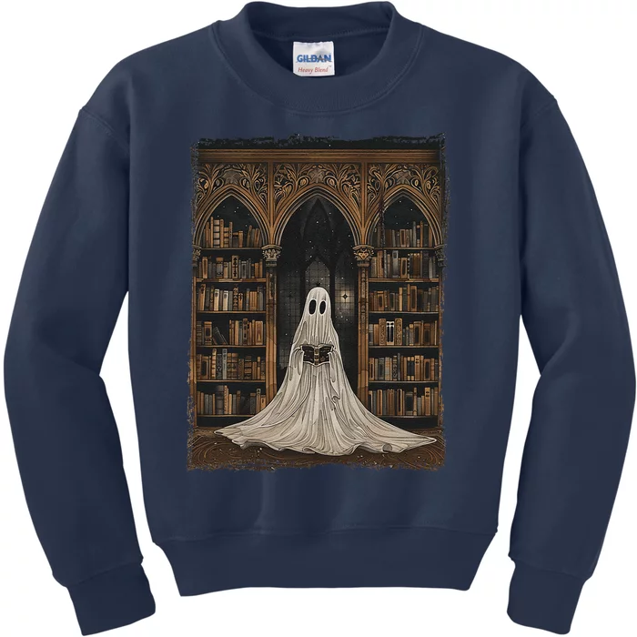 Reading Ghost Library Halloween Librarian Book Lovers Kids Sweatshirt